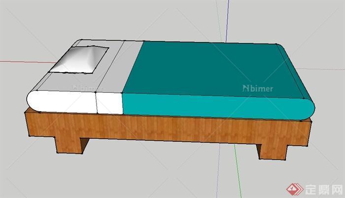 某木屐形床设计SU模型
