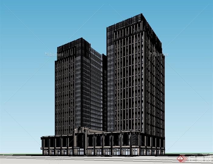 某现代风格高层一个办公楼设计su模型[原创]