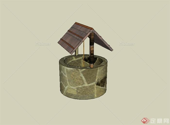 某室外模型水井设计SU素材