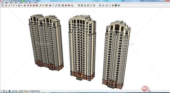 某地现代风格高层住宅建筑设计方案SU模型