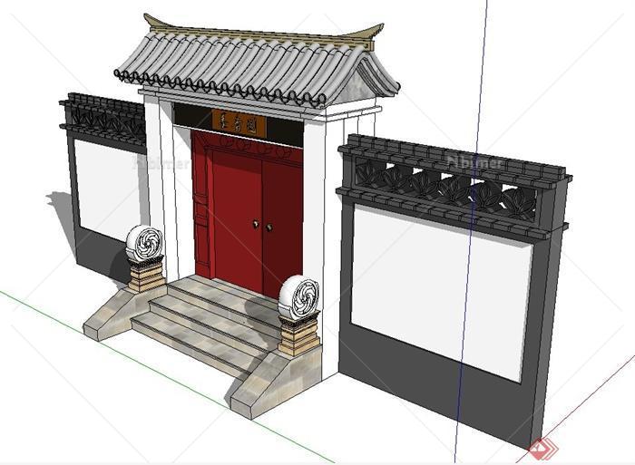 古典中式庭院入口门设计SU模型