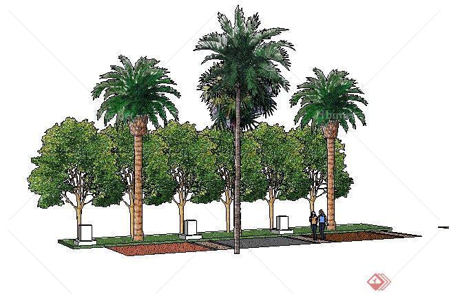 几款景观铺装和植物SketchUp(SU)3D模型
