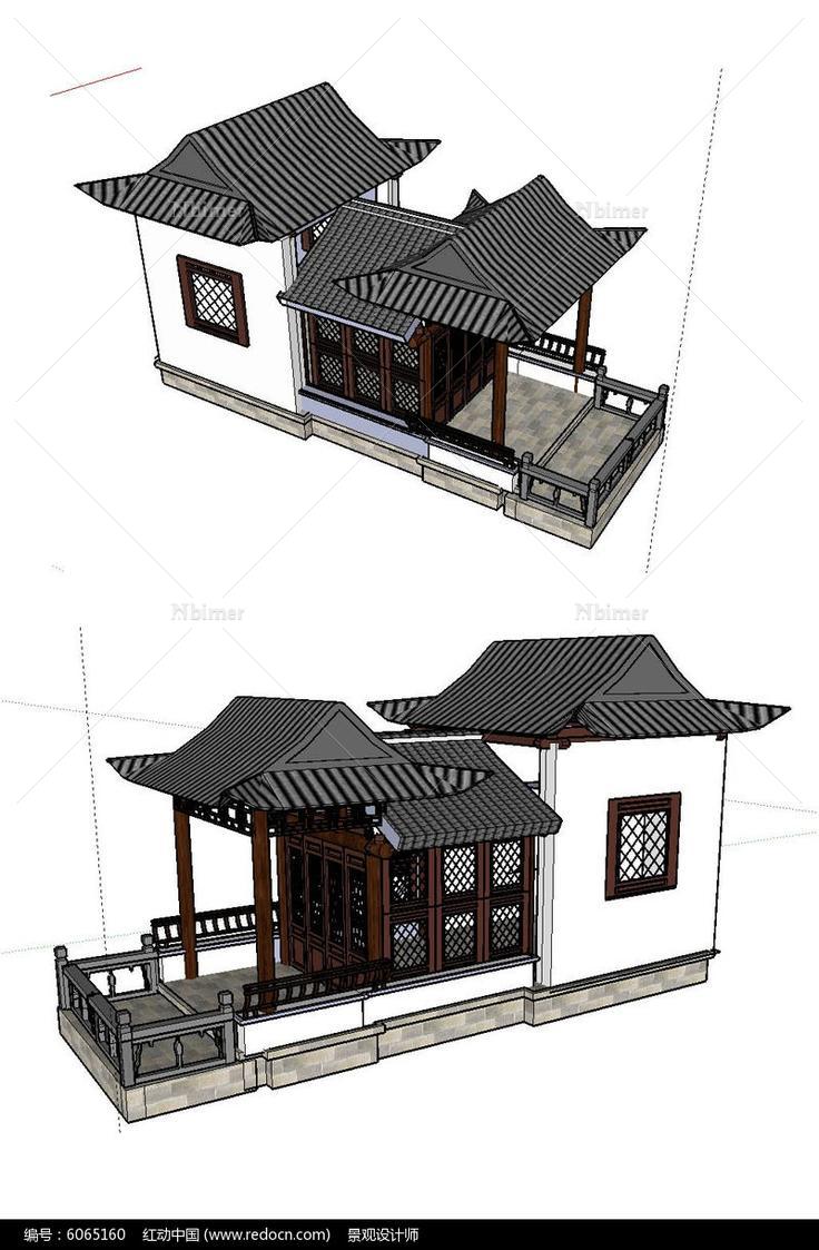 舫船画舫景观建筑草图大师SU模型