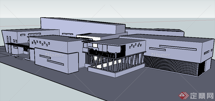 某现代风格博物馆建筑设计SU模型素材11