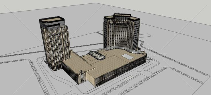 新古典风格商业办公楼(75681)su模型下载