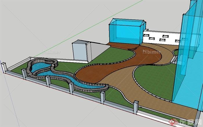一个简单的花园设计su模型