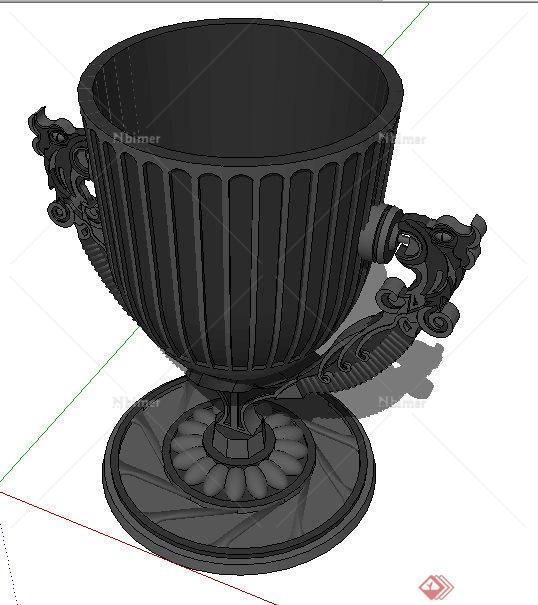 新古典风格铁质花钵su模型