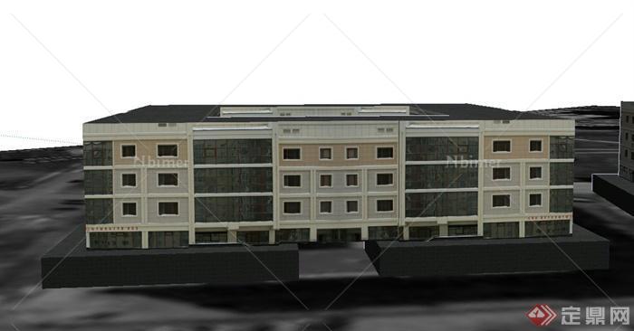 某三层三栋方形教学楼建筑设计SU模型