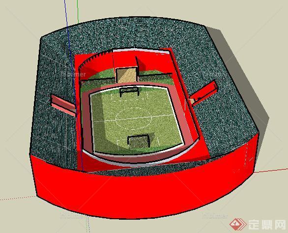 现代风格足球场建筑设计SU模型