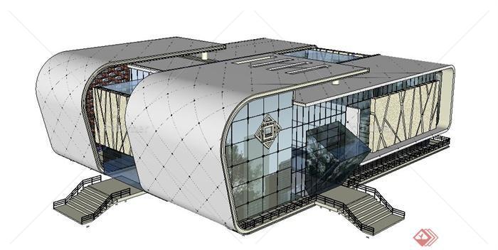 某现代独特造型会所建筑设计su模型