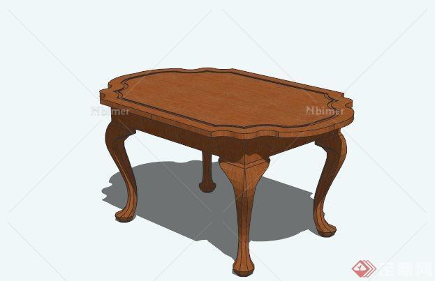 新古典木质对称桌子设计SU模型