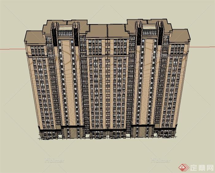 某新古典高层小区住宅楼建筑设计SU模型[原创]