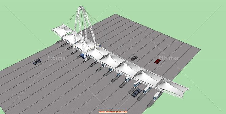 一个张拉膜高速收费站方案，求吧币。