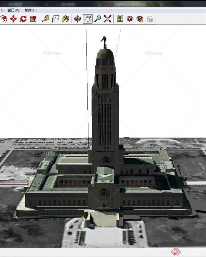 内布拉斯加州议会大厦建筑设计SU模型