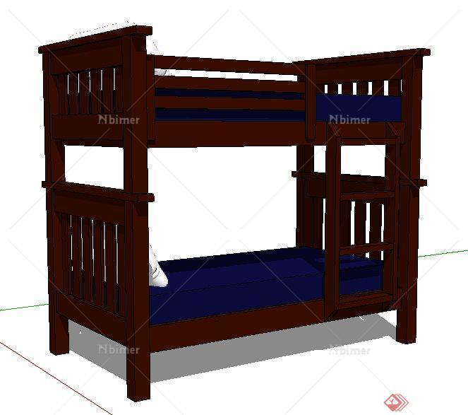 中式木质儿童床设计su模型[原创]