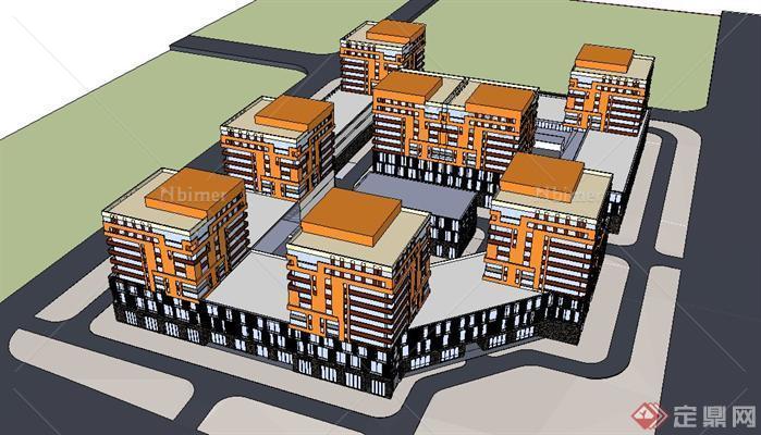 9套办公楼+底商建筑设计方案su模型