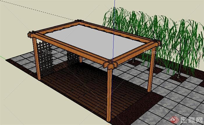 某园林室外特色花架设计SU模型