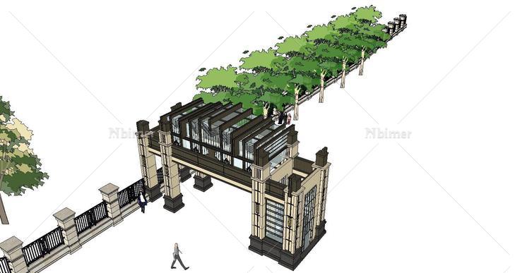 精品小区大门su模型08(140648)su模型下载