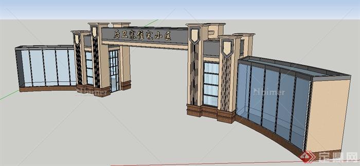 某住宅小区大门设计su模型