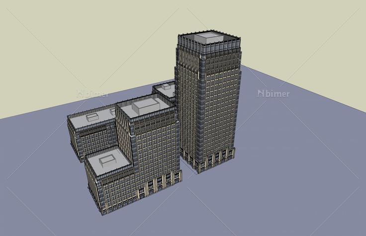 新古典风格高层办公楼(49183)su模型下载