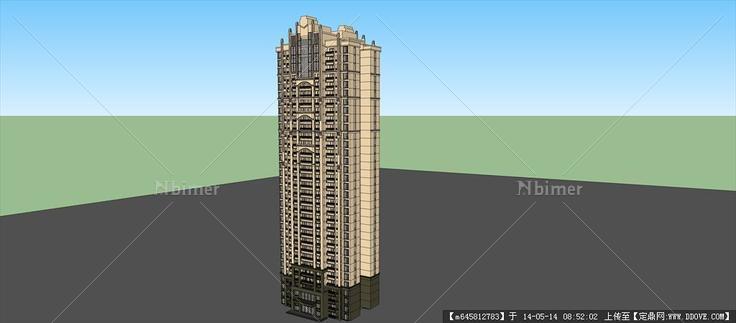 Sketch Up 精品模型---新古典风格高层住宅单体2