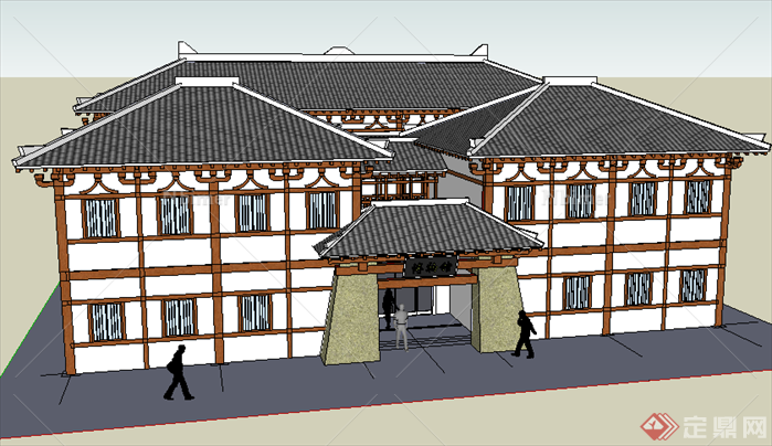 某现代中式风格博物馆建筑设计SU模型素材4