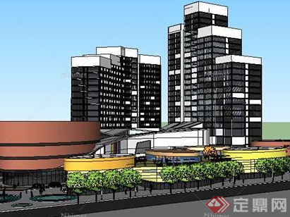 某现代风格宾馆酒店建筑设计SU模型素材40