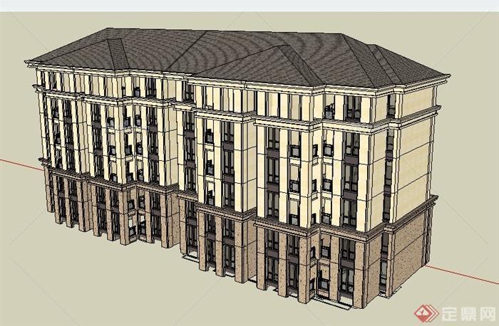 新古典6层住宅楼设计su建筑模型[原创]