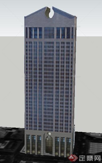 城市临街高层办公建筑设计SU模型