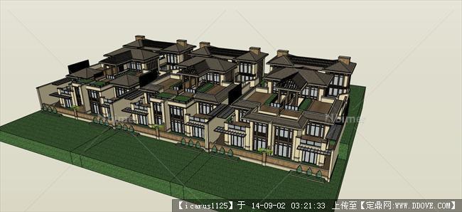 欧式别墅建筑设计方案su精细模型