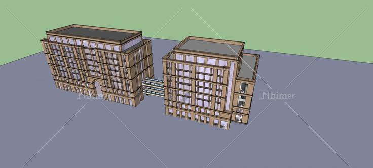 简欧风格小高层办公楼(78760)su模型下载