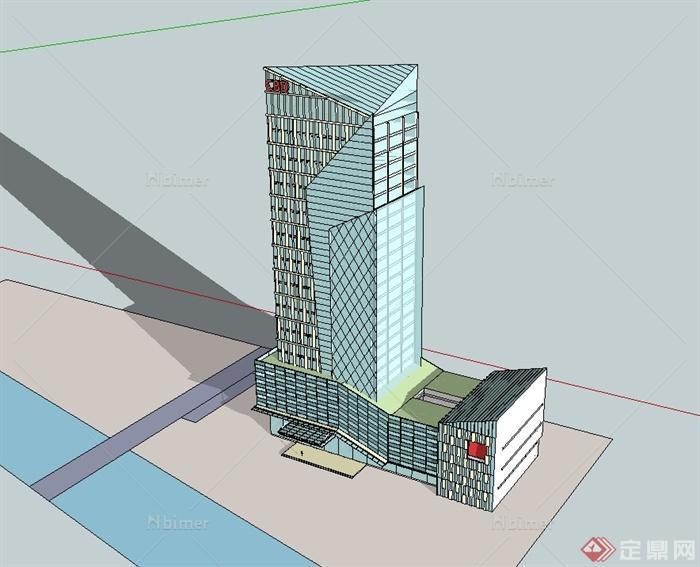 现代风格城市中心办公大楼设计SU模型[原创]