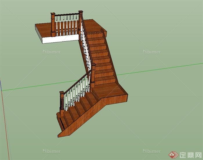 某别墅住宅空间楼梯设计SU模型[原创]