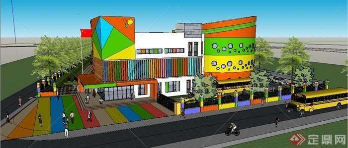 现代风格幼儿园建筑设计su模型