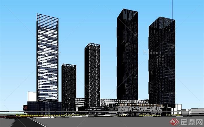 现代城市中心区综合体建筑设计su模型[原创]