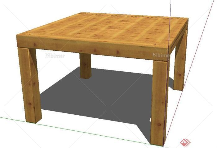 方形木质桌子设计SU模型