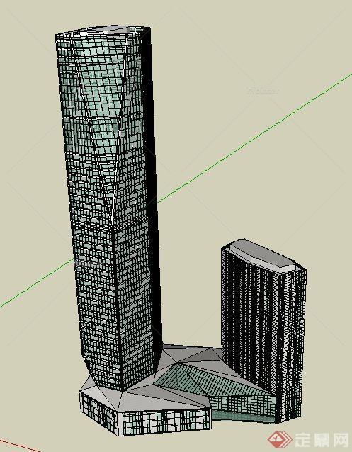 现代高层+超高层商务大厦建筑设计su模型[原创]