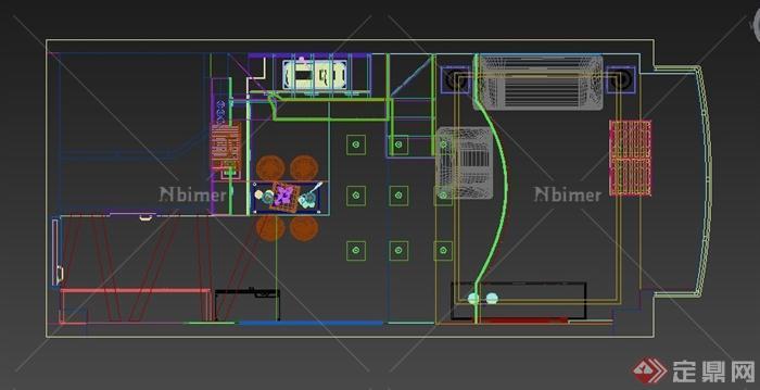 某现代阁楼住宅空间客厅餐厅装修设计3DMAX模型