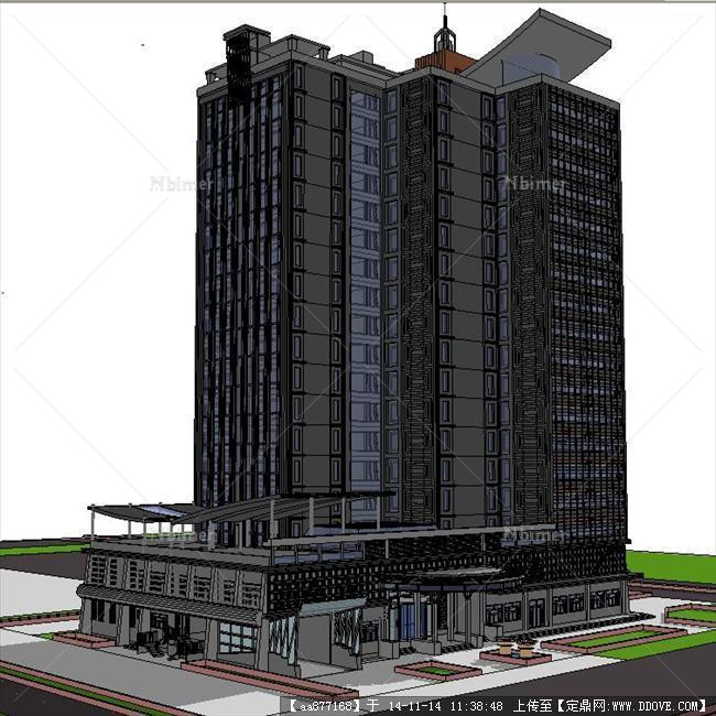 一个高层办公楼建筑方案SU精致设计模型