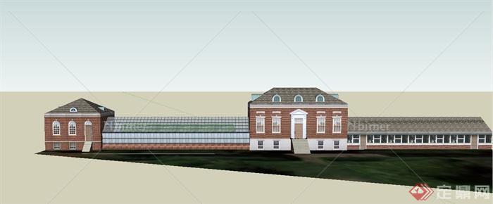 某温室花房与住宅建筑设计SU模型