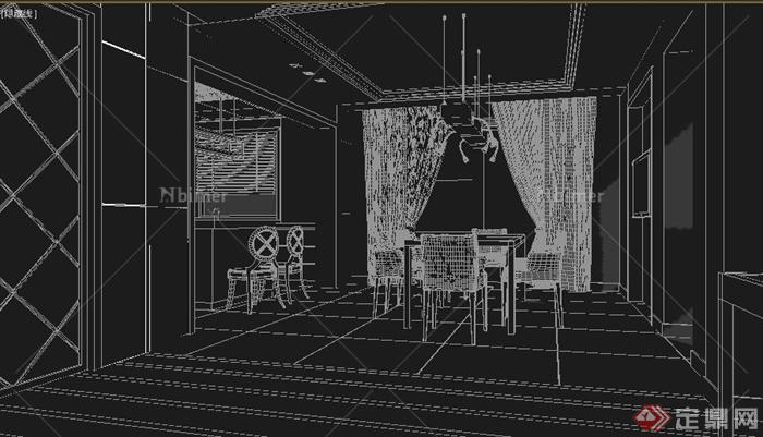 住宅空间客厅及餐厅室内装饰设计3dmax模型