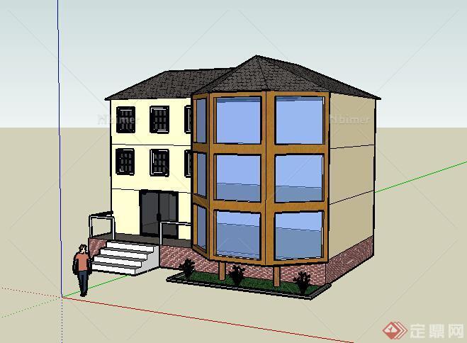 某室外特色居住建筑楼SU模型参考