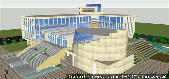 小型图书馆建筑与景观设计方案精细sketchup模型