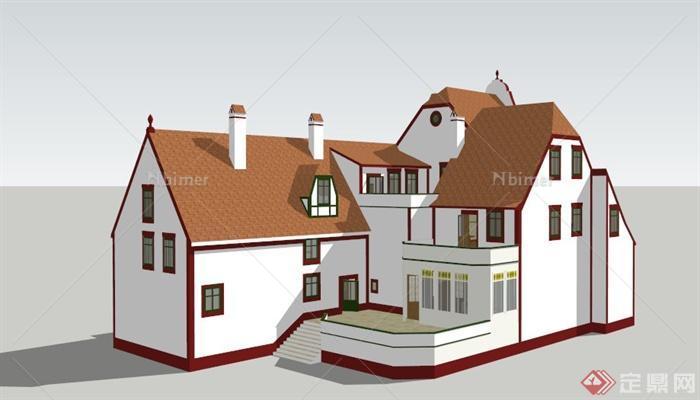 某欧式多层住宅建筑设计SU模型