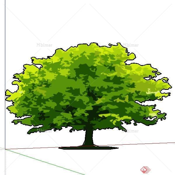 一株2D手绘景观树SU模型素材（2）