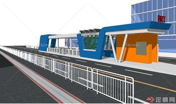 BRT公交站台景观设计SU精致设计模型