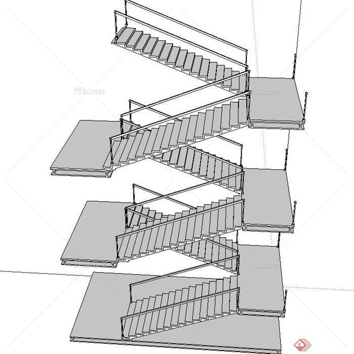现代楼梯设计su模型