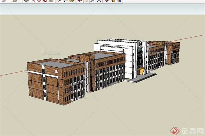 现代风格多层学校教育建筑楼建筑设计su模型[原创