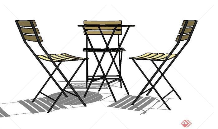 三个木质桌椅设计SU模型[原创]