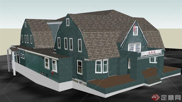 三层民房住宅小别墅建筑设计su模型